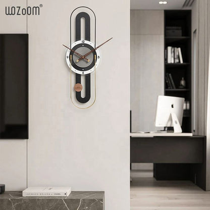 WOZOOM U-Shaped Metal Wall Clock – Luxury Modern Gold Quartz Clock For Home Decoration