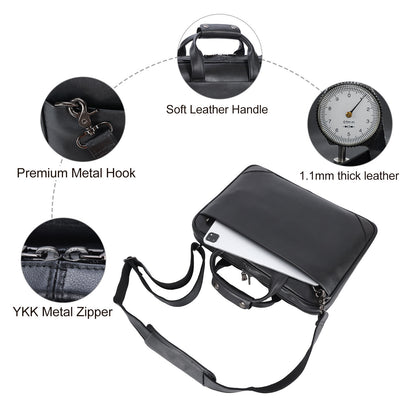 New Arrival Black Leather Office Briefcase – Men’s Business 14’’ Laptop Portfolio Bag
