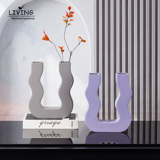 Geometric Ceramic & Porcelain Vase – Modern Centerpiece Flower Vase For Home Hotel Decoration