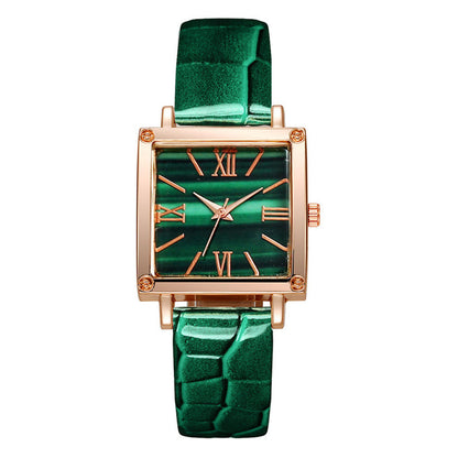Popular 5PCS Women’s Quartz Watch Set – Square Case Fashion Jewelry Accessories