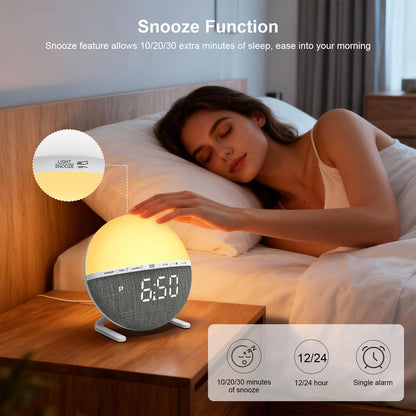 2025 Sunrise Alarm Clock With Smart Wake-Up Light | Dimmable Bedside Sleep & Wake Lamp With Alarm