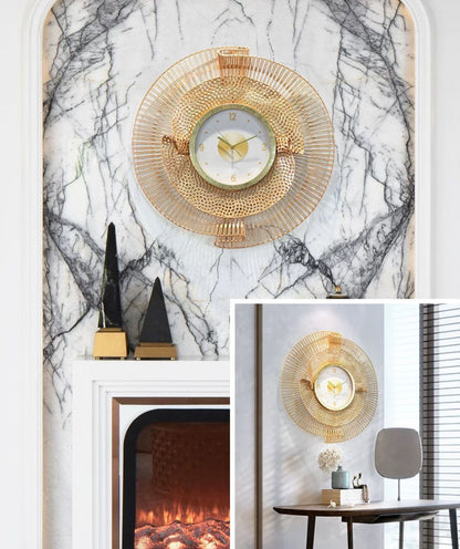 2026 Hot Selling Modern Luxury Gold Metal Wall Clock – Elegant Round Decorative Wall Decor