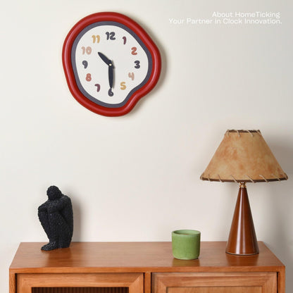 Japanese Korean Retro Red Wall Clock – Silent Punch-Free Decorative Living Room Clock