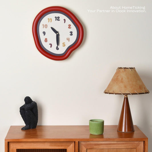 Japanese Korean Retro Red Wall Clock – Silent Punch-Free Decorative Living Room Clock