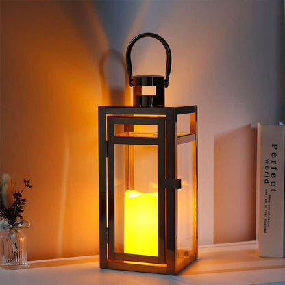 Set Of 3 Stainless Steel Candle Lanterns – Decorative Metal Holders For Home Decor