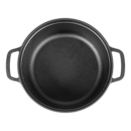 Pre-Seasoned Cast Iron Dutch Oven – 2-in-1 Pot With Skillet Pan Combo Cooker