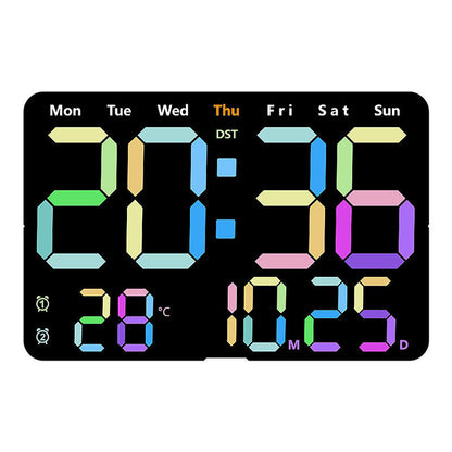 Modern Large LED Digital Alarm Clock – Silent Square Wall Clock with Week Display