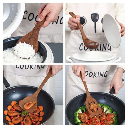 Non-Stick Wooden Utensil Set – Chicken Wing Wood Ladle, Spoon & Spatulas For Home Cooking
