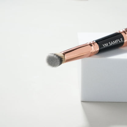 Luxury 2-in-1 Vegan Double Ended Makeup Brush – Custom Logo Rose Gold Brush Set