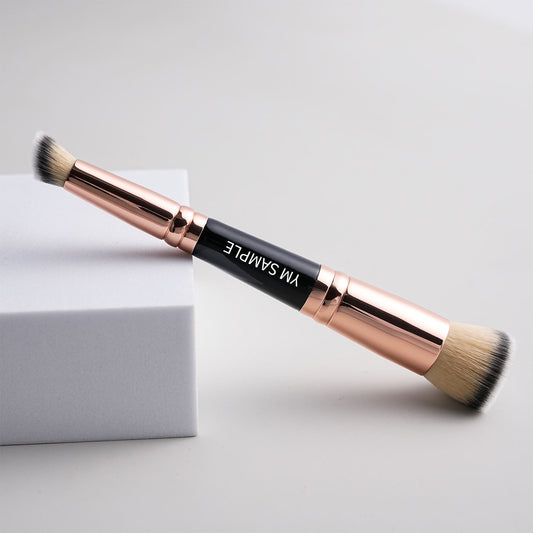 Luxury 2-in-1 Vegan Double Ended Makeup Brush – Custom Logo Rose Gold Brush Set