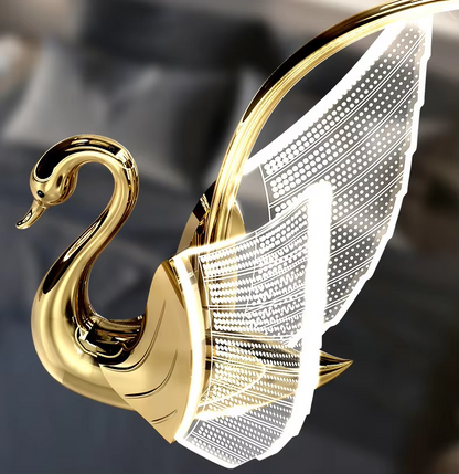 Lumind Luxury Swan LED Chandelier – Modern Pendant Light For Living Room & Bedside
