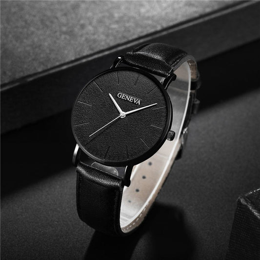 Trendy Men’s Quartz Watch – Fashionable Casual Belt Watch With Simple Scale Design
