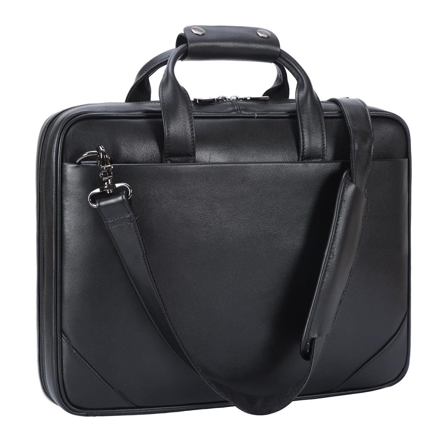 New Arrival Black Leather Office Briefcase – Men’s Business 14’’ Laptop Portfolio Bag