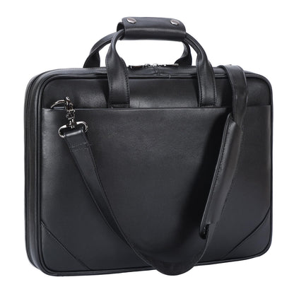 New Arrival Black Leather Office Briefcase – Men’s Business 14’’ Laptop Portfolio Bag