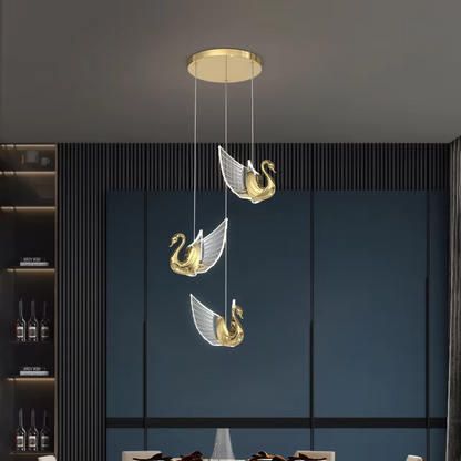 Lumind Luxury Swan LED Chandelier – Modern Pendant Light For Living Room & Bedside