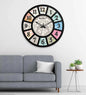 Multicolour Canvas Engineered Wood Wall Clock – Modern Decorative Home Clock