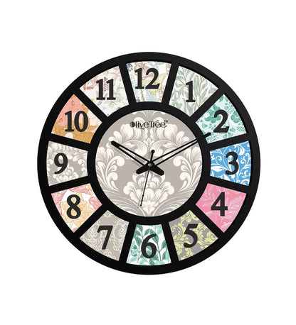 Multicolour Canvas Engineered Wood Wall Clock – Modern Decorative Home Clock